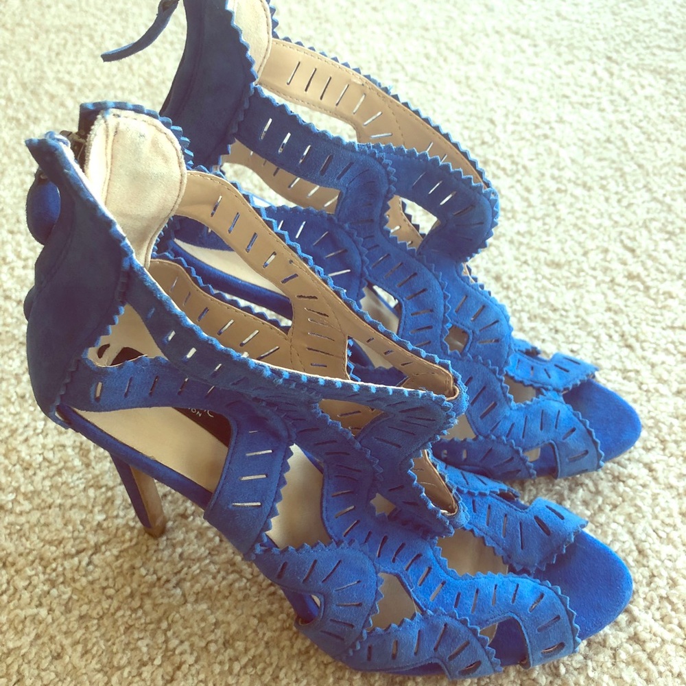 Zara Basic Collection royal blue cut-out booties